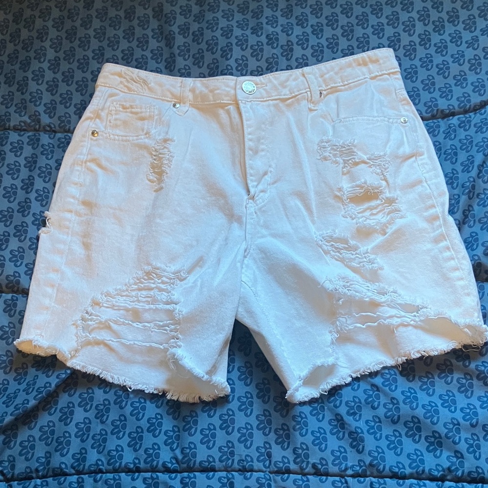 Chic Distressed White Jean Shorts for Women